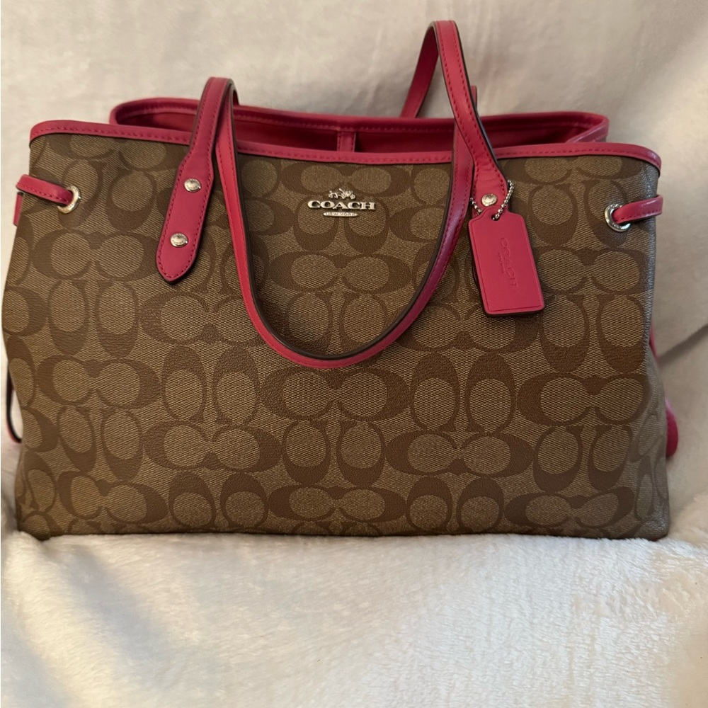 ❌❌SOLD❌❌ Coach Brown and Pink Signature Carryall Tote Bag
